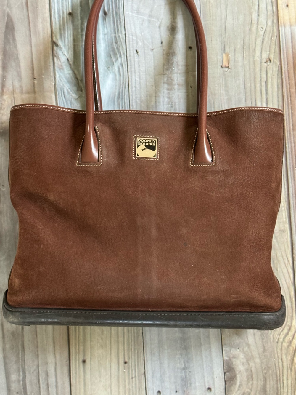 Dooney & Bourke Chestnut Brown Suede Leather Parasole Tote